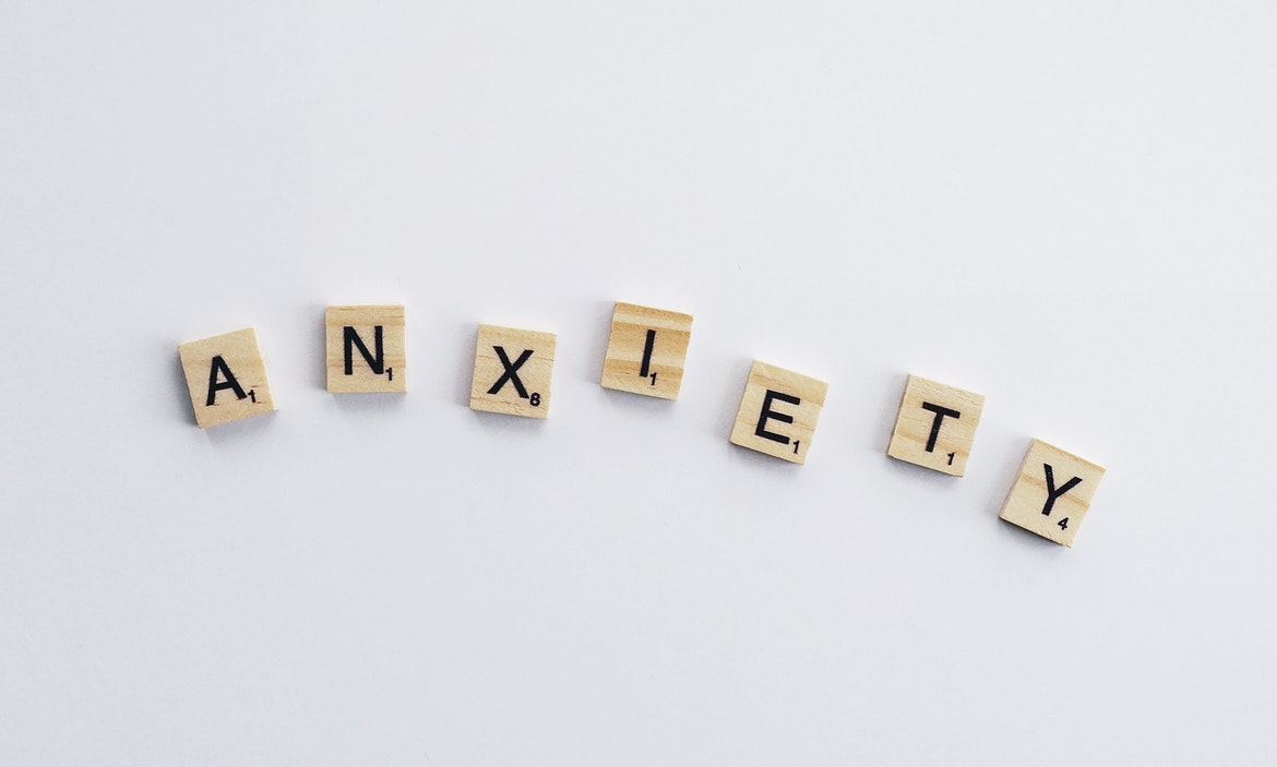 Anxiety spelled in scrabble letters