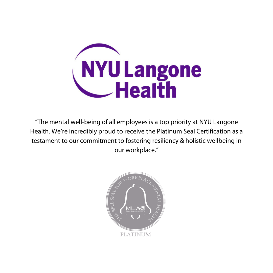NYU Langone Health logo with platinum Bell Seal