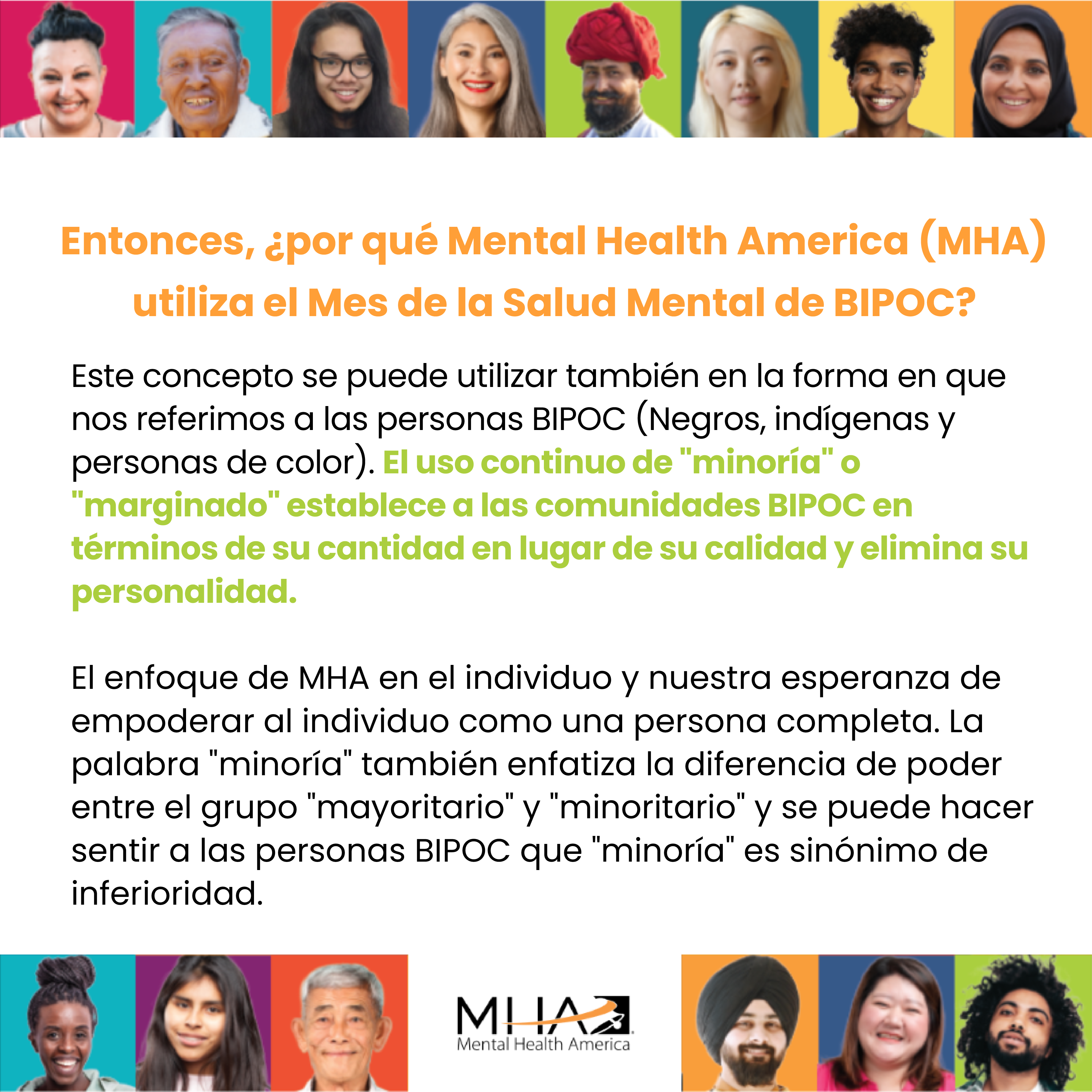 Entonces, ¿por qué Mental Health America (MHA) utiliza el Mes de la Salud Mental de BIPOC?