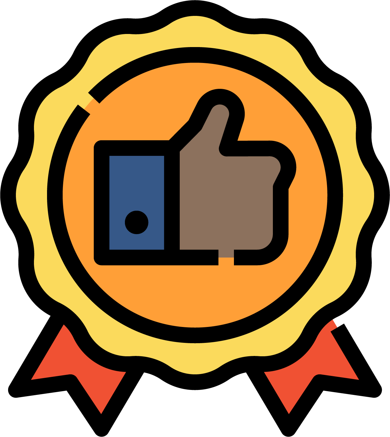 icon of medal with a thumbs up emoji in it